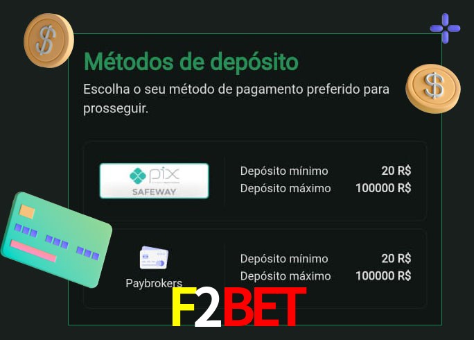 O cassino F2Bet oferece uma grande variedade de métodos de pagamento